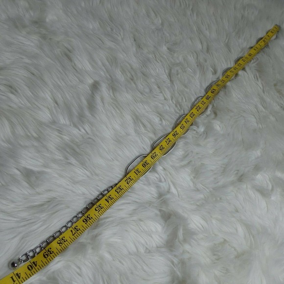 Silver Tone Oval metal Chain Belt One Size - Picture 3 of 5